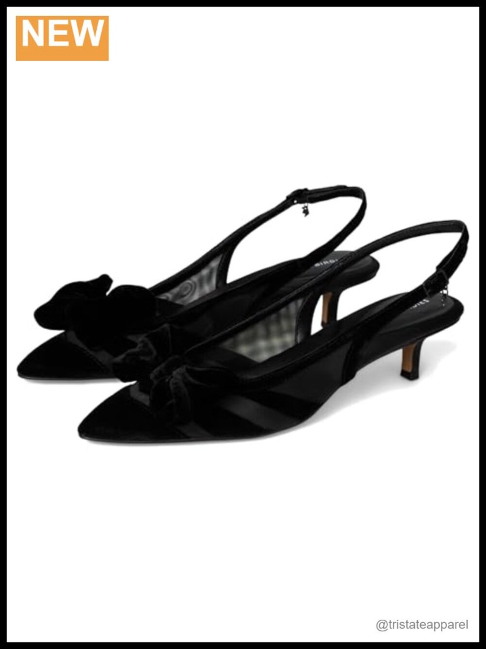 Kitten Heel Mesh Slingback Pumps Pointed Toe Buckle Women's Dress Shoes